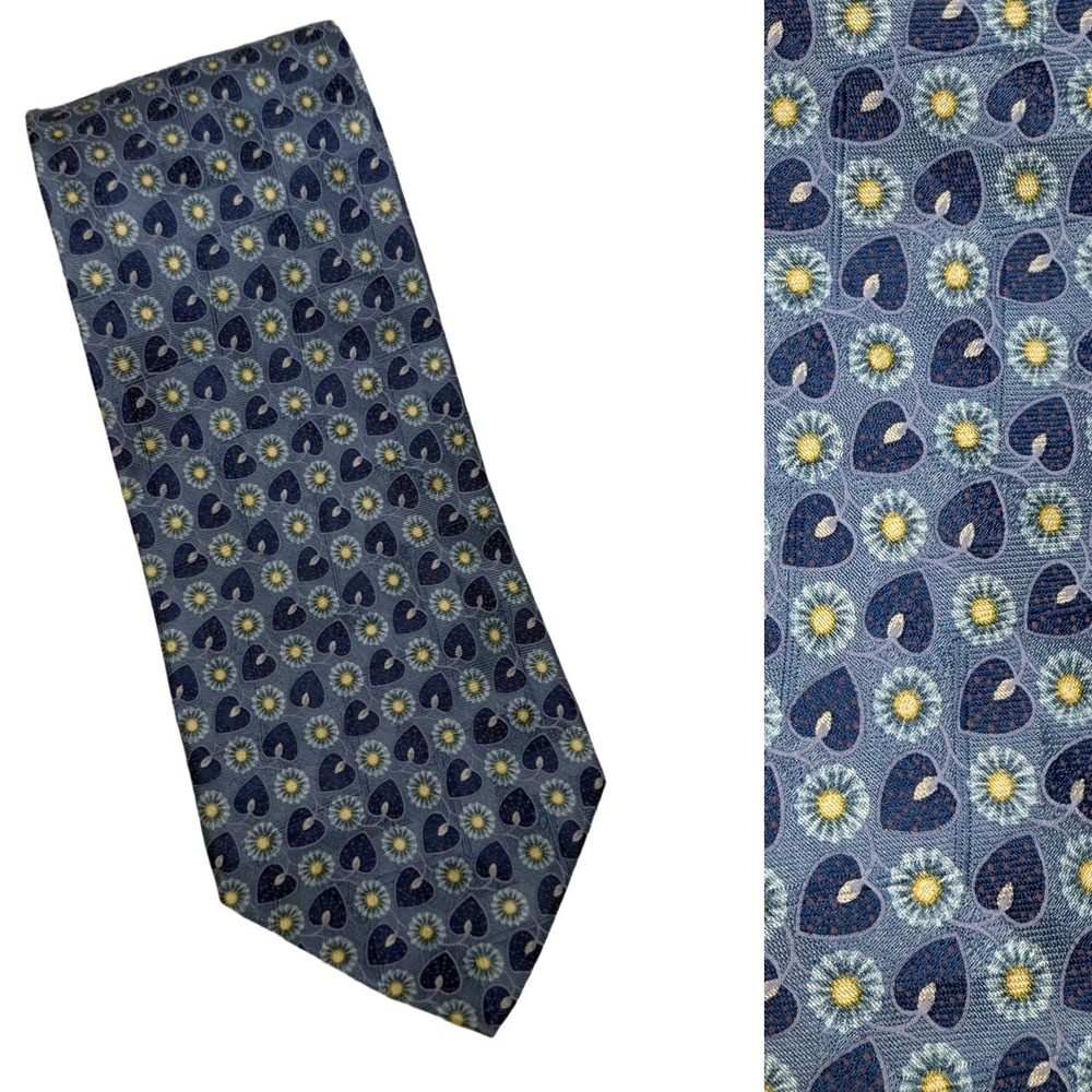 Ermenegildo Zegna 100% Silk Disegno Exclusivo Made Italy Clue Floral Pattern Tie